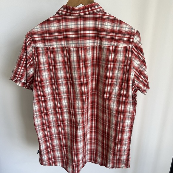 Kuhl Men's Medium Eluxur Plaid Short Sleeve Button Down Shirt Top Red Linen - Picture 4 of 8